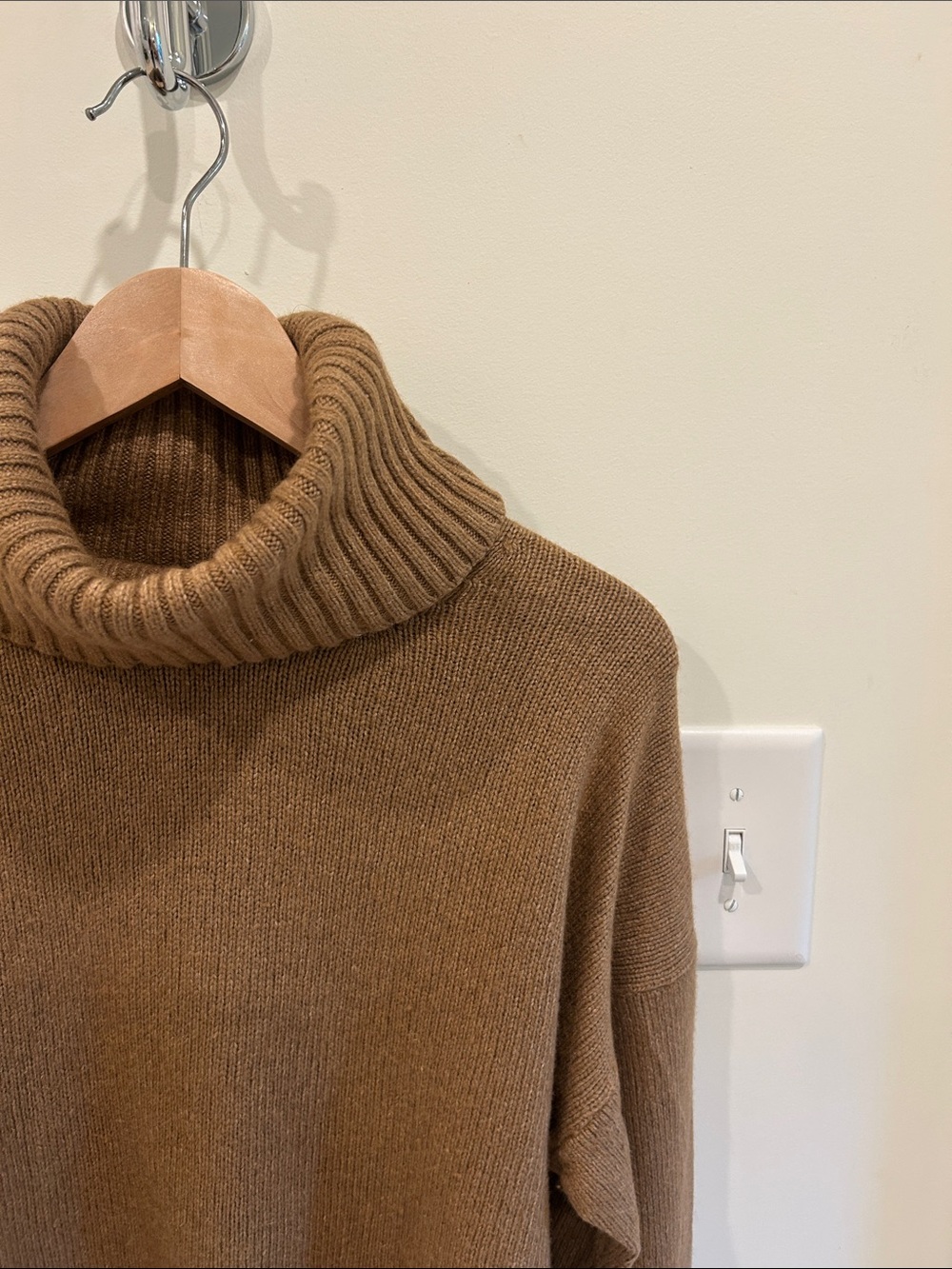 Anthropologie Camel Brown Ribbed Turtleneck Sweater